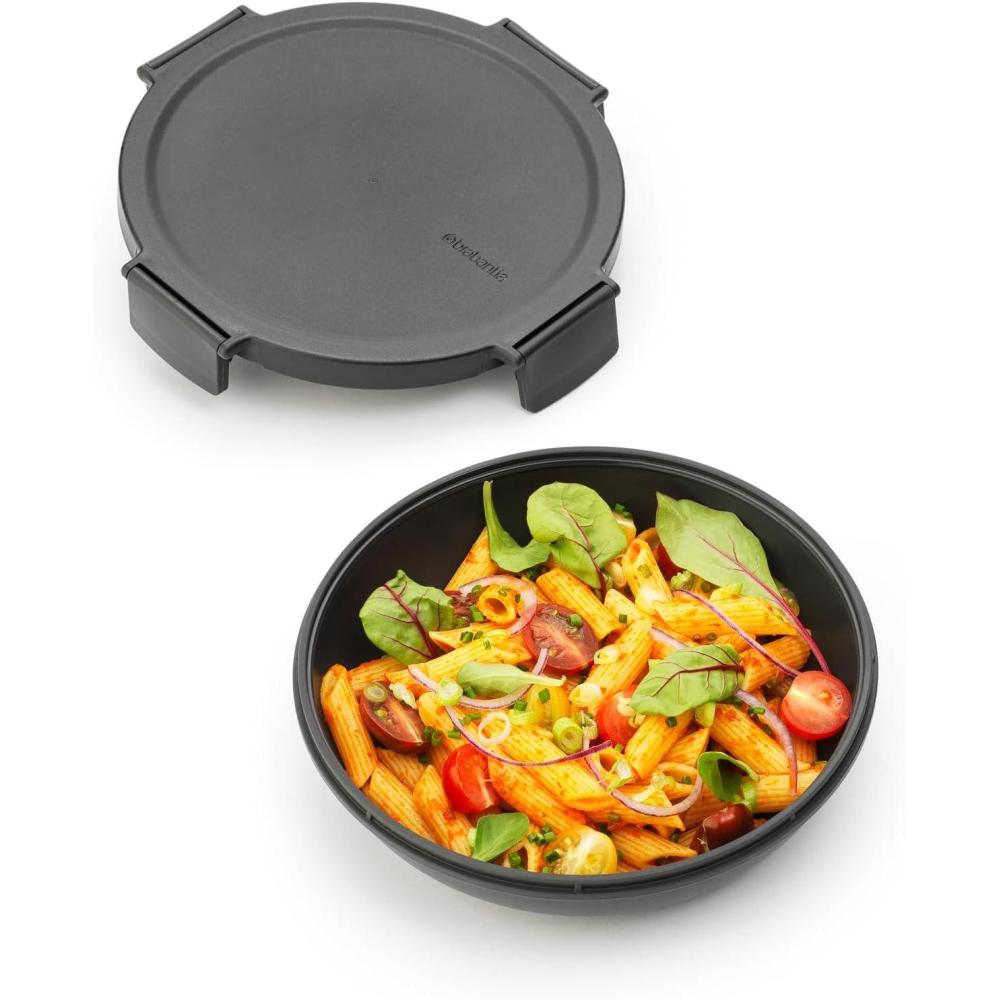 image:imageBrabantia Make amp Take Lunch Bowl Dark Gray 100 Leakproof Convenient Flat Design Microwave amp Freezer Safe Pasta Noodles Meal Prep ContainerDark Gray