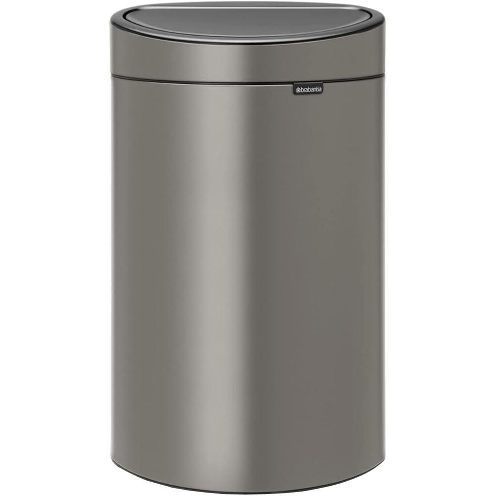 image:imageBrabantia PressTop Kitchen Trash Can  SteelBlack  8 Gallon  30L  Home Trash Can with SoftTouch StayOpen Lid amp Removable Inner Bucket   Trash BagsPlatinum
