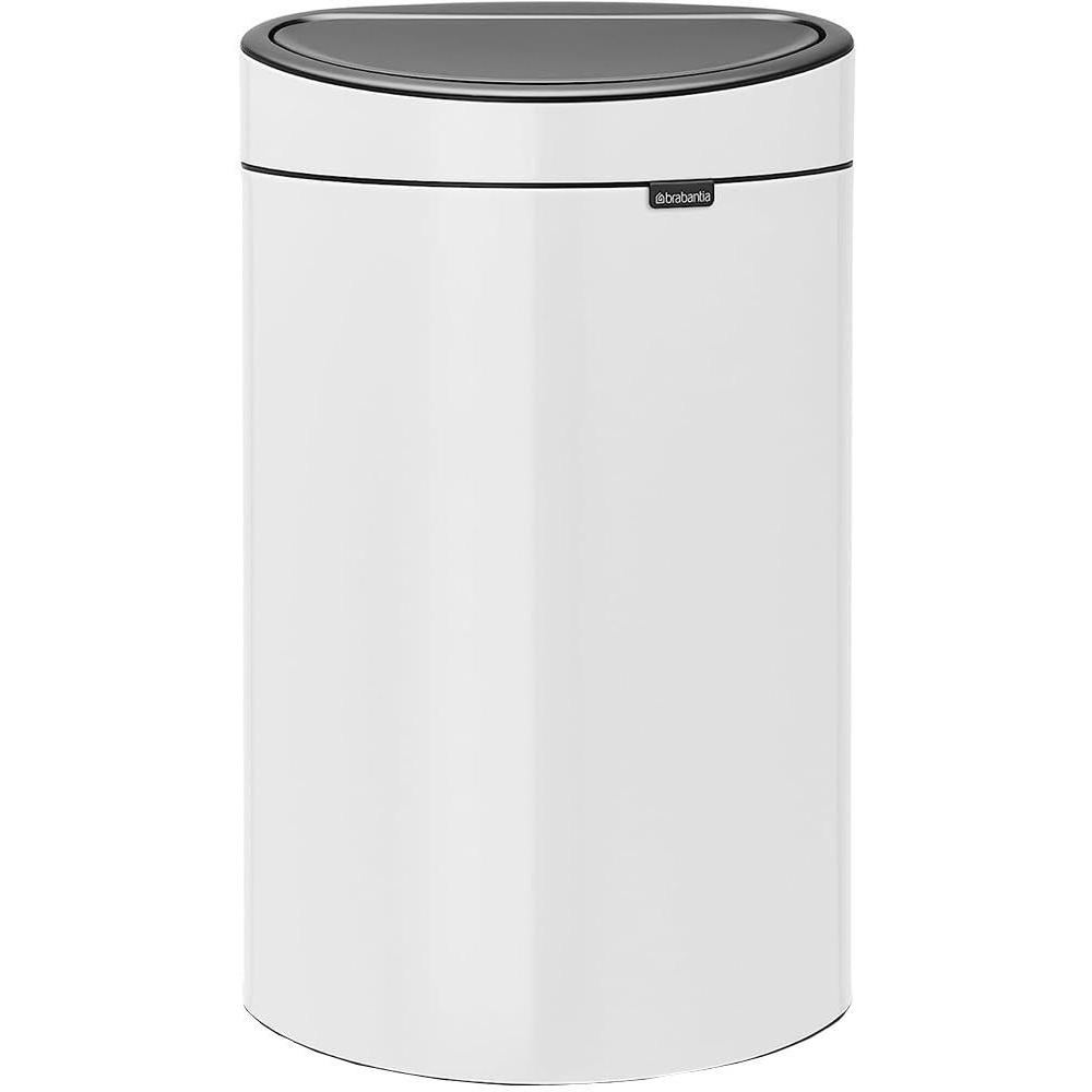 image:imageBrabantia PressTop Kitchen Trash Can  SteelBlack  8 Gallon  30L  Home Trash Can with SoftTouch StayOpen Lid amp Removable Inner Bucket   Trash BagsWhite
