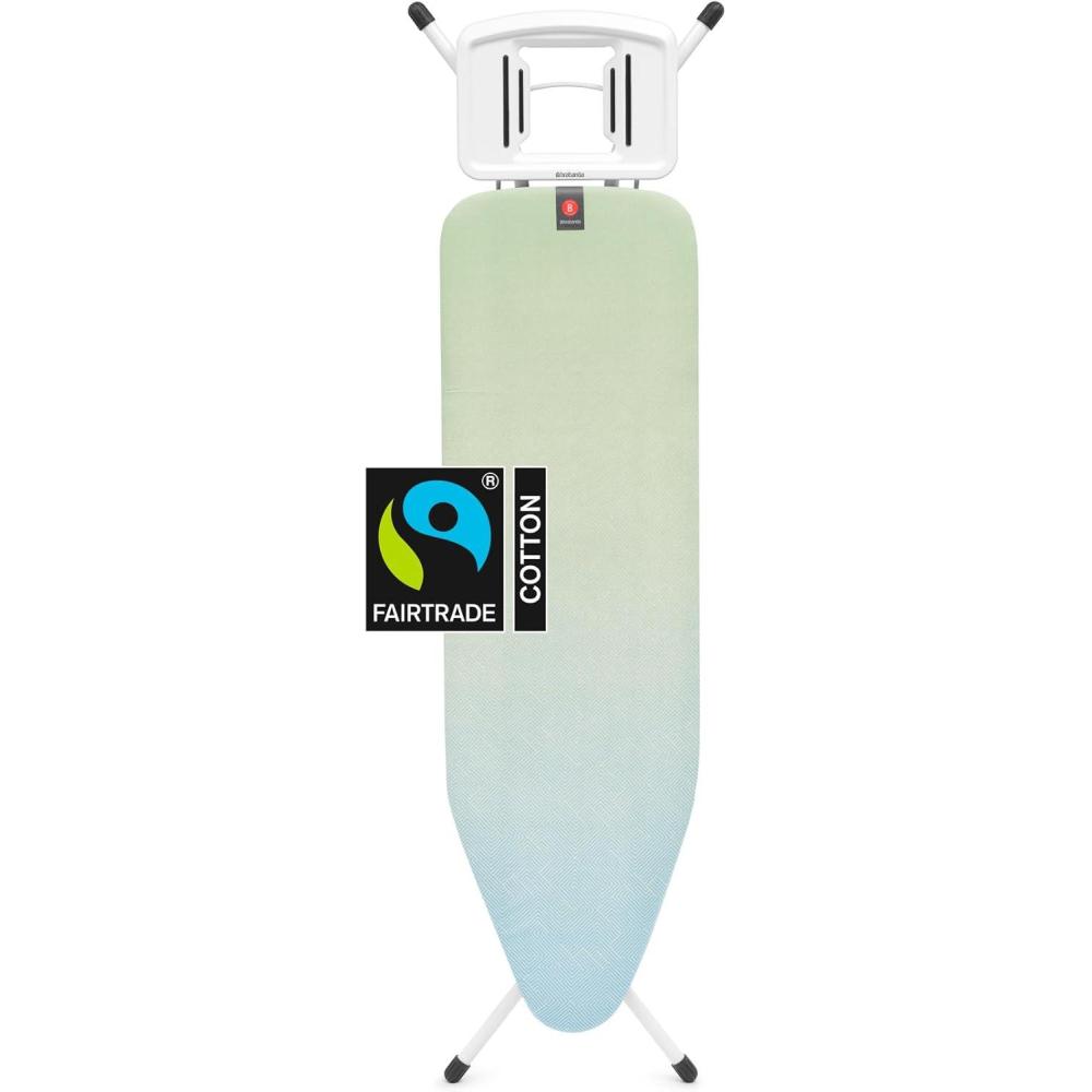 image:imageBrabantia Size C Ironing Board 49x18 in 7 Height Options Solid Steam Iron Rest Holder Ecru NonSlip Feet AntiCollapse Child LocksSoothing Sea