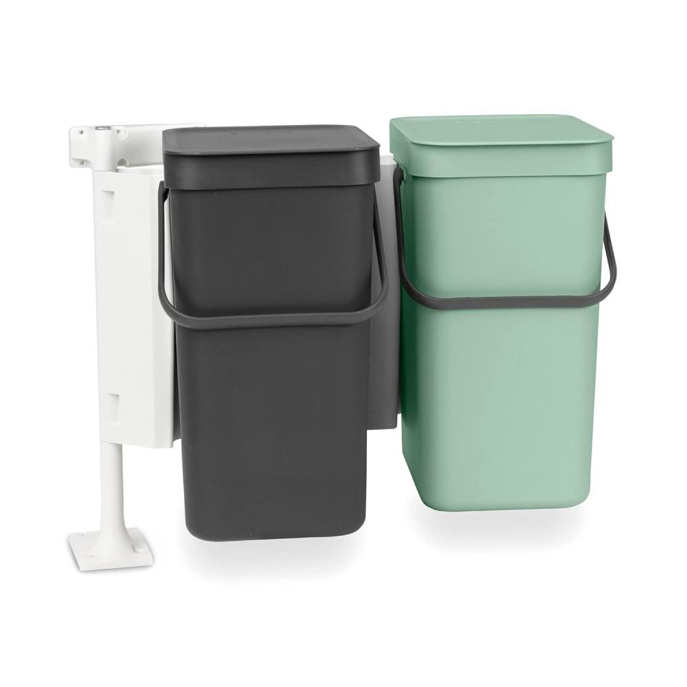 image:imageBrabantia Sort amp Go Kitchen Countertop Food Scraps Compost Bin XS 16 Gal 6L Light Gray Removable StayOpen Lid Carry Handle EasyClean Recycling Box WallMounting Bracket IncludedGray Jade Green