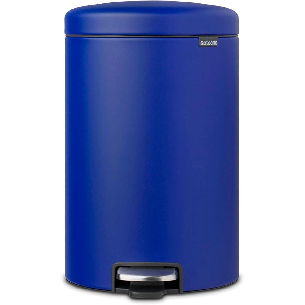 image:imageBrabantia StepOn XS Trash Can Metallic Gold 08 Gallon 3L Bathroom Bedroom Office Trash Can with Light Pedal Opening Handle amp Removable Inner Bucket 66 x 93 x 104 Trash BagsMineral Powerful Blue