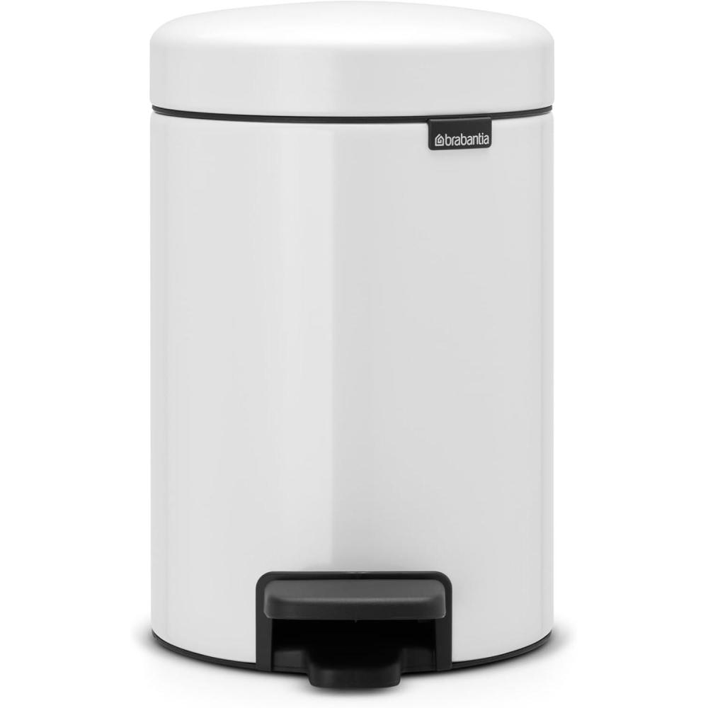 image:imageBrabantia StepOn XS Trash Can Metallic Gold 08 Gallon 3L Bathroom Bedroom Office Trash Can with Light Pedal Opening Handle amp Removable Inner Bucket 66 x 93 x 104 Trash BagsWhite