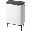 Brabantia Bo Hi Touch Top Kitchen Trash Can with Dual Compartments & Raised Legs | White | 2 x 8 Gal Inner Buckets | Soft-Close, Light Touch Opening, Stay-Open Lid | + Trash Bags(White)