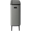 Brabantia Bo Hi Touch Top Kitchen Trash Can with Dual Compartments & Raised Legs | White | 2 x 8 Gal Inner Buckets | Soft-Close, Light Touch Opening, Stay-Open Lid | + Trash Bags(Mineral Concrete Gray)