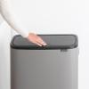 Brabantia Bo Hi Touch Top Kitchen Trash Can with Dual Compartments & Raised Legs | White | 2 x 8 Gal Inner Buckets | Soft-Close, Light Touch Opening, Stay-Open Lid | + Trash Bags(Mineral Concrete Gray)