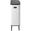 Brabantia Bo Hi Touch Top Kitchen Trash Can with Dual Compartments & Raised Legs | White | 2 x 8 Gal Inner Buckets | Soft-Close, Light Touch Opening, Stay-Open Lid | + Trash Bags(White)