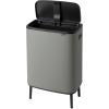 Brabantia Bo Hi Touch Top Kitchen Trash Can with Dual Compartments & Raised Legs | White | 2 x 8 Gal Inner Buckets | Soft-Close, Light Touch Opening, Stay-Open Lid | + Trash Bags(Mineral Concrete Gray)