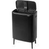 Brabantia Bo Hi Touch Top Kitchen Trash Can with Dual Compartments & Raised Legs | White | 2 x 8 Gal Inner Buckets | Soft-Close, Light Touch Opening, Stay-Open Lid | + Trash Bags(Matt Black)