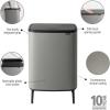Brabantia Bo Hi Touch Top Kitchen Trash Can with Dual Compartments & Raised Legs | White | 2 x 8 Gal Inner Buckets | Soft-Close, Light Touch Opening, Stay-Open Lid | + Trash Bags(Mineral Concrete Gray)