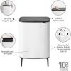 Brabantia Bo Hi Touch Top Kitchen Trash Can with Dual Compartments & Raised Legs | White | 2 x 8 Gal Inner Buckets | Soft-Close, Light Touch Opening, Stay-Open Lid | + Trash Bags(White)