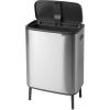 Brabantia Bo Hi Touch Top Kitchen Trash Can with Dual Compartments & Raised Legs | White | 2 x 8 Gal Inner Buckets | Soft-Close, Light Touch Opening, Stay-Open Lid | + Trash Bags(Matt Steel FPP)