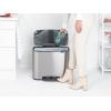 Brabantia Bo Step-On Kitchen Trash Can with Dual Compartments | Matt Black | 3 + 6 Gal Inner Buckets | Soft-Close Garbage Can, Light Pedal Operation, Stay-Open Lid | Fits Against Wall | + Trash Bags(Matt Steel FPP)