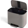 Brabantia Bo Step-On Kitchen Trash Can with Dual Compartments | Matt Black | 3 + 6 Gal Inner Buckets | Soft-Close Garbage Can, Light Pedal Operation, Stay-Open Lid | Fits Against Wall | + Trash Bags(Mineral Concrete Gray)