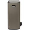 Brabantia Bo Step-On Kitchen Trash Can with Dual Compartments | Matt Black | 3 + 6 Gal Inner Buckets | Soft-Close Garbage Can, Light Pedal Operation, Stay-Open Lid | Fits Against Wall | + Trash Bags(Platinum)