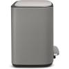 Brabantia Bo Step-On Kitchen Trash Can with Dual Compartments | Matt Black | 3 + 6 Gal Inner Buckets | Soft-Close Garbage Can, Light Pedal Operation, Stay-Open Lid | Fits Against Wall | + Trash Bags(Mineral Concrete Gray)
