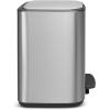 Brabantia Bo Step-On Kitchen Trash Can with Dual Compartments | Matt Black | 3 + 6 Gal Inner Buckets | Soft-Close Garbage Can, Light Pedal Operation, Stay-Open Lid | Fits Against Wall | + Trash Bags(Matt Steel FPP)