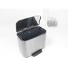 Brabantia Bo Step-On Kitchen Trash Can with Dual Compartments | Matt Black | 3 + 6 Gal Inner Buckets | Soft-Close Garbage Can, Light Pedal Operation, Stay-Open Lid | Fits Against Wall | + Trash Bags(Matt Steel FPP)