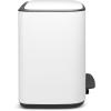 Brabantia Bo Step-On Kitchen Trash Can with Dual Compartments | Matt Black | 3 + 6 Gal Inner Buckets | Soft-Close Garbage Can, Light Pedal Operation, Stay-Open Lid | Fits Against Wall | + Trash Bags(White)