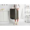 Brabantia Bo Step-On Kitchen Trash Can with Dual Compartments | Matt Black | 3 + 6 Gal Inner Buckets | Soft-Close Garbage Can, Light Pedal Operation, Stay-Open Lid | Fits Against Wall | + Trash Bags(Platinum)