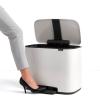 Brabantia Bo Step-On Kitchen Trash Can with Dual Compartments | Matt Black | 3 + 6 Gal Inner Buckets | Soft-Close Garbage Can, Light Pedal Operation, Stay-Open Lid | Fits Against Wall | + Trash Bags(White)