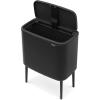Brabantia Bo Touch Top Kitchen Trash Can with Single Compartment | Mineral Gray | 16 Gal Inner Bucket | Soft-Close Garbage Can, Light Touch Opening, Stay-Open Lid | Fits Against Wall | + Trash Bags(Matt Black)