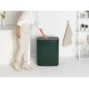 Brabantia Bo Touch Top Kitchen Trash Can with Single Compartment | Mineral Gray | 16 Gal Inner Bucket | Soft-Close Garbage Can, Light Touch Opening, Stay-Open Lid | Fits Against Wall | + Trash Bags(Pine Green)
