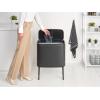 Brabantia Bo Touch Top Kitchen Trash Can with Single Compartment | Mineral Gray | 16 Gal Inner Bucket | Soft-Close Garbage Can, Light Touch Opening, Stay-Open Lid | Fits Against Wall | + Trash Bags(Confident Gray)