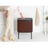 Brabantia Bo Touch Top Kitchen Trash Can with Single Compartment | Mineral Gray | 16 Gal Inner Bucket | Soft-Close Garbage Can, Light Touch Opening, Stay-Open Lid | Fits Against Wall | + Trash Bags(Mineral Cosy Brown)