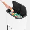 Brabantia Bo Touch Top Kitchen Trash Can with Single Compartment | Mineral Gray | 16 Gal Inner Bucket | Soft-Close Garbage Can, Light Touch Opening, Stay-Open Lid | Fits Against Wall | + Trash Bags(White)