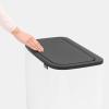 Brabantia Bo Touch Top Kitchen Trash Can with Single Compartment | Mineral Gray | 16 Gal Inner Bucket | Soft-Close Garbage Can, Light Touch Opening, Stay-Open Lid | Fits Against Wall | + Trash Bags(White)