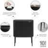 Brabantia Bo Touch Top Kitchen Trash Can with Single Compartment | Mineral Gray | 16 Gal Inner Bucket | Soft-Close Garbage Can, Light Touch Opening, Stay-Open Lid | Fits Against Wall | + Trash Bags(Matt Black)