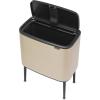 Brabantia Bo Touch Top Kitchen Trash Can with Single Compartment | Mineral Gray | 16 Gal Inner Bucket | Soft-Close Garbage Can, Light Touch Opening, Stay-Open Lid | Fits Against Wall | + Trash Bags(Metallic Gold)