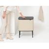 Brabantia Bo Touch Top Kitchen Trash Can with Single Compartment | Mineral Gray | 16 Gal Inner Bucket | Soft-Close Garbage Can, Light Touch Opening, Stay-Open Lid | Fits Against Wall | + Trash Bags(Soft Beige)