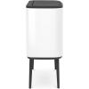 Brabantia Bo Touch Top Kitchen Trash Can with Single Compartment | Mineral Gray | 16 Gal Inner Bucket | Soft-Close Garbage Can, Light Touch Opening, Stay-Open Lid | Fits Against Wall | + Trash Bags(White)