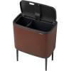 Brabantia Bo Touch Top Kitchen Trash Can with Single Compartment | Mineral Gray | 16 Gal Inner Bucket | Soft-Close Garbage Can, Light Touch Opening, Stay-Open Lid | Fits Against Wall | + Trash Bags(Mineral Cosy Brown)