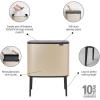 Brabantia Bo Touch Top Kitchen Trash Can with Single Compartment | Mineral Gray | 16 Gal Inner Bucket | Soft-Close Garbage Can, Light Touch Opening, Stay-Open Lid | Fits Against Wall | + Trash Bags(Metallic Gold)