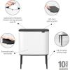 Brabantia Bo Touch Top Kitchen Trash Can with Single Compartment | Mineral Gray | 16 Gal Inner Bucket | Soft-Close Garbage Can, Light Touch Opening, Stay-Open Lid | Fits Against Wall | + Trash Bags(White)