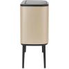 Brabantia Bo Touch Top Kitchen Trash Can with Single Compartment | Mineral Gray | 16 Gal Inner Bucket | Soft-Close Garbage Can, Light Touch Opening, Stay-Open Lid | Fits Against Wall | + Trash Bags(Metallic Gold)