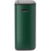 Brabantia Bo Touch Top Kitchen Trash Can with Single Compartment | Mineral Gray | 16 Gal Inner Bucket | Soft-Close Garbage Can, Light Touch Opening, Stay-Open Lid | Fits Against Wall | + Trash Bags(Pine Green)
