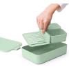 Brabantia Make & Take Bento Lunch Box (Dark Gray) 2 Compartments & Lidded Pot, Lift-Out Tray Divider, BPA-Free, Airtight Snap Locks, Microwave & Freezer Safe, Travel Meal Prep Container(Jade Green)
