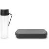 Brabantia Make & Take Break Set (Set of 2) Matching Water Bottle with Fruit Sieve Infuser & Flat Lunch Box, BPA-Free, Travel To Go Meal Containers, Dishwasher Safe(Dark Gray)