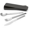 Brabantia Make & Take Cutlery Set with Case (Set of 3) Travel Knife, Spoon, & Fork, Hygienic Compact Design, Stainless Steel, Dishwasher Safe