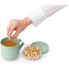 Brabantia Make & Take Soup Mug with Handle & Removable Clear Compartment for Toppings (Light Gray) 100% Leakproof, Microwave & Freezer Safe, Meal Prep Container (20 fl oz)(Jade Green)