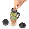Brabantia Make & Take Water Bottle with Fruit Sieve (Jade Green) 17 fl oz Travel Drinking Bottle with Handle/Belt Clip & Infuser, BPA-Free, Leakproof, Dishwasher Safe(Dark Gray)