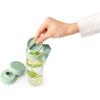 Brabantia Make & Take Water Bottle with Fruit Sieve (Jade Green) 17 fl oz Travel Drinking Bottle with Handle/Belt Clip & Infuser, BPA-Free, Leakproof, Dishwasher Safe(Jade Green)