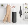 Brabantia Press-Top Kitchen Trash Can | Steel/Black | 8 Gallon / 30L | Home Trash Can with Soft-Touch Stay-Open Lid & Removable Inner Bucket | + Trash Bags(Confident Gray)