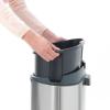 Brabantia Press-Top Kitchen Trash Can | Steel/Black | 8 Gallon / 30L | Home Trash Can with Soft-Touch Stay-Open Lid & Removable Inner Bucket | + Trash Bags(Platinum)