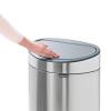 Brabantia Press-Top Kitchen Trash Can | Steel/Black | 8 Gallon / 30L | Home Trash Can with Soft-Touch Stay-Open Lid & Removable Inner Bucket | + Trash Bags(Platinum)