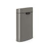 Brabantia Press-Top Kitchen Trash Can | Steel/Black | 8 Gallon / 30L | Home Trash Can with Soft-Touch Stay-Open Lid & Removable Inner Bucket | + Trash Bags(Platinum)